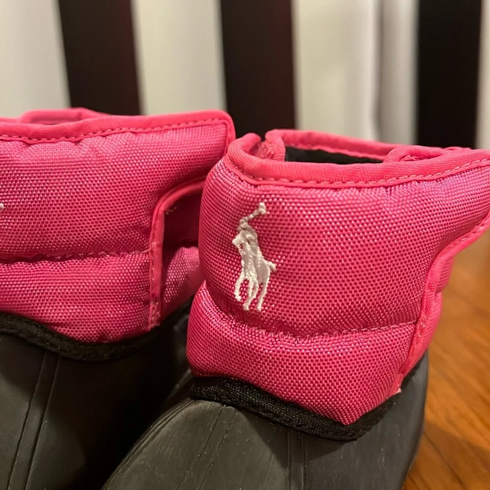 Polo Ralph Lauren Fuchsia Winter Crib Booties Boots Shoes Infant Baby Girls Sz 2